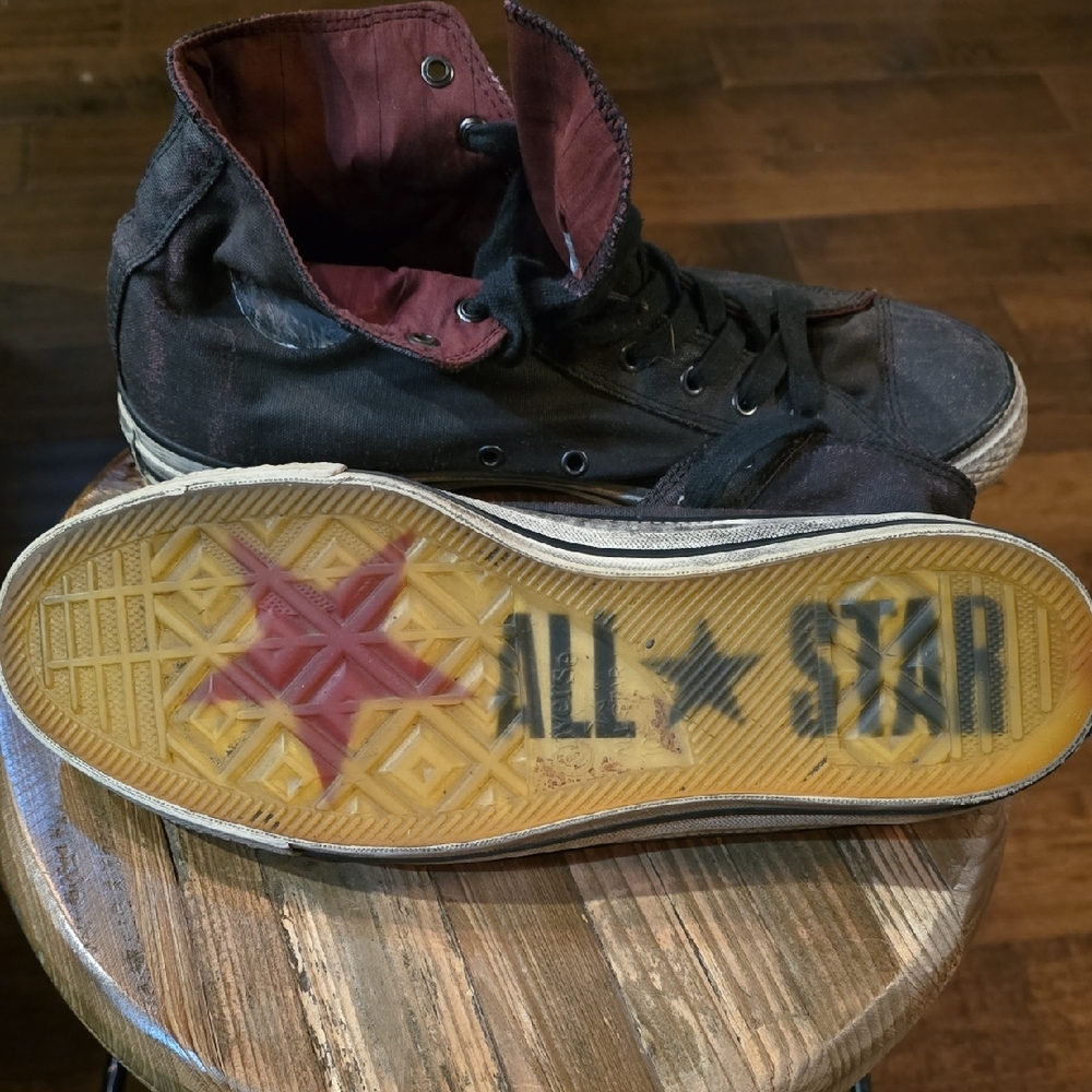 John Varvatos Hand Painted Converse Black High-Top Sneakers - Picture 5 of 6
